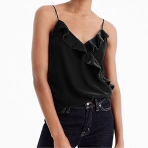 J. Crew NWT Velvet Black Ruffle Cami